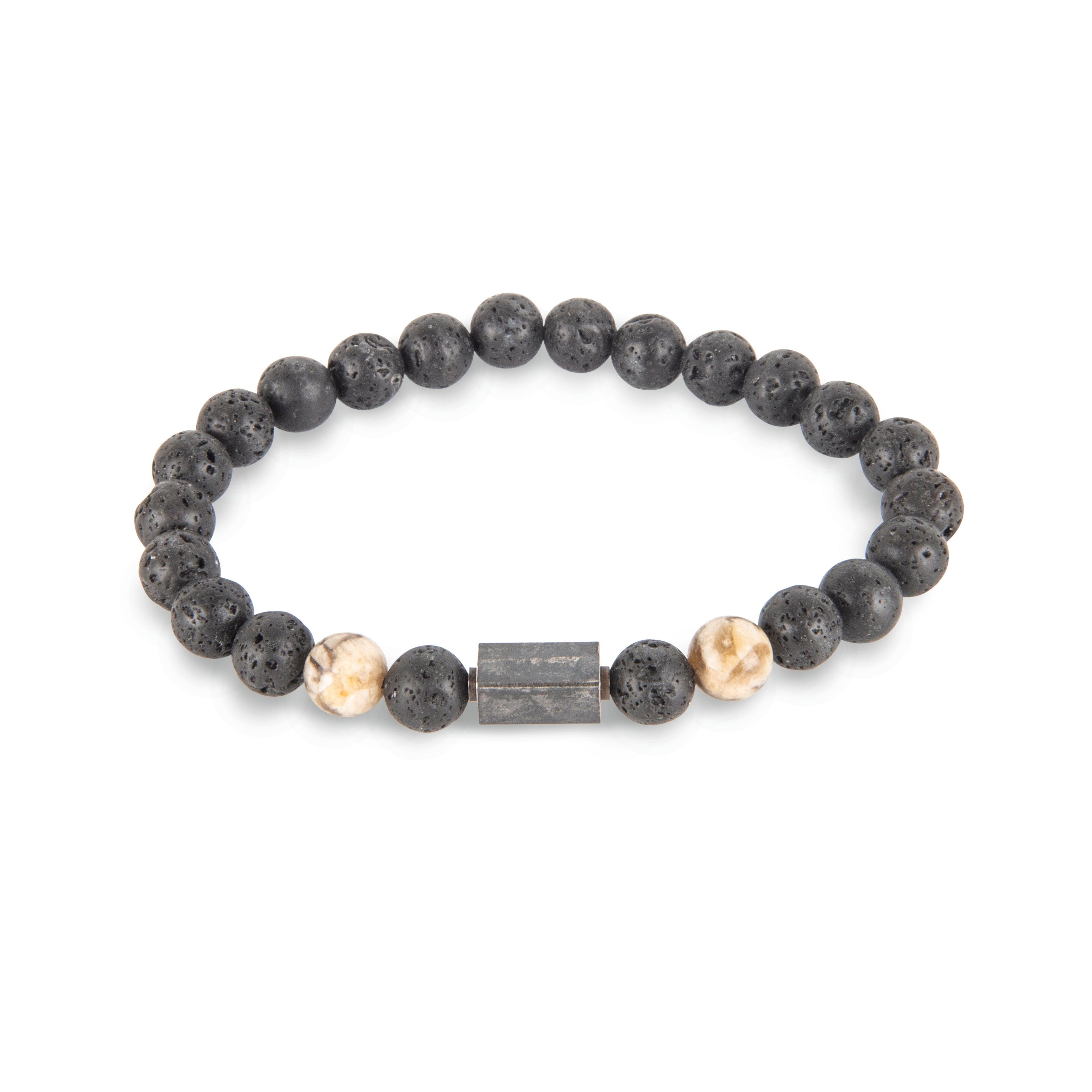 Beaded Black Lavastone & Antiqued Gunmetal Bar Bracelet Bracelet Clinks Australia Default