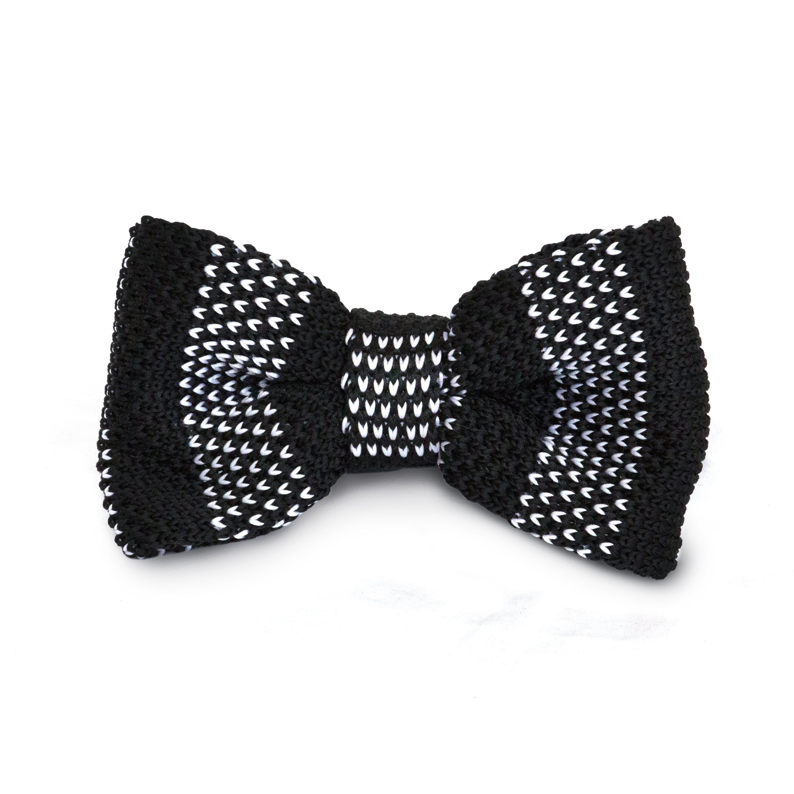 Black/White Stripe Adult Knit Bowtie Bow Ties Clinks Australia