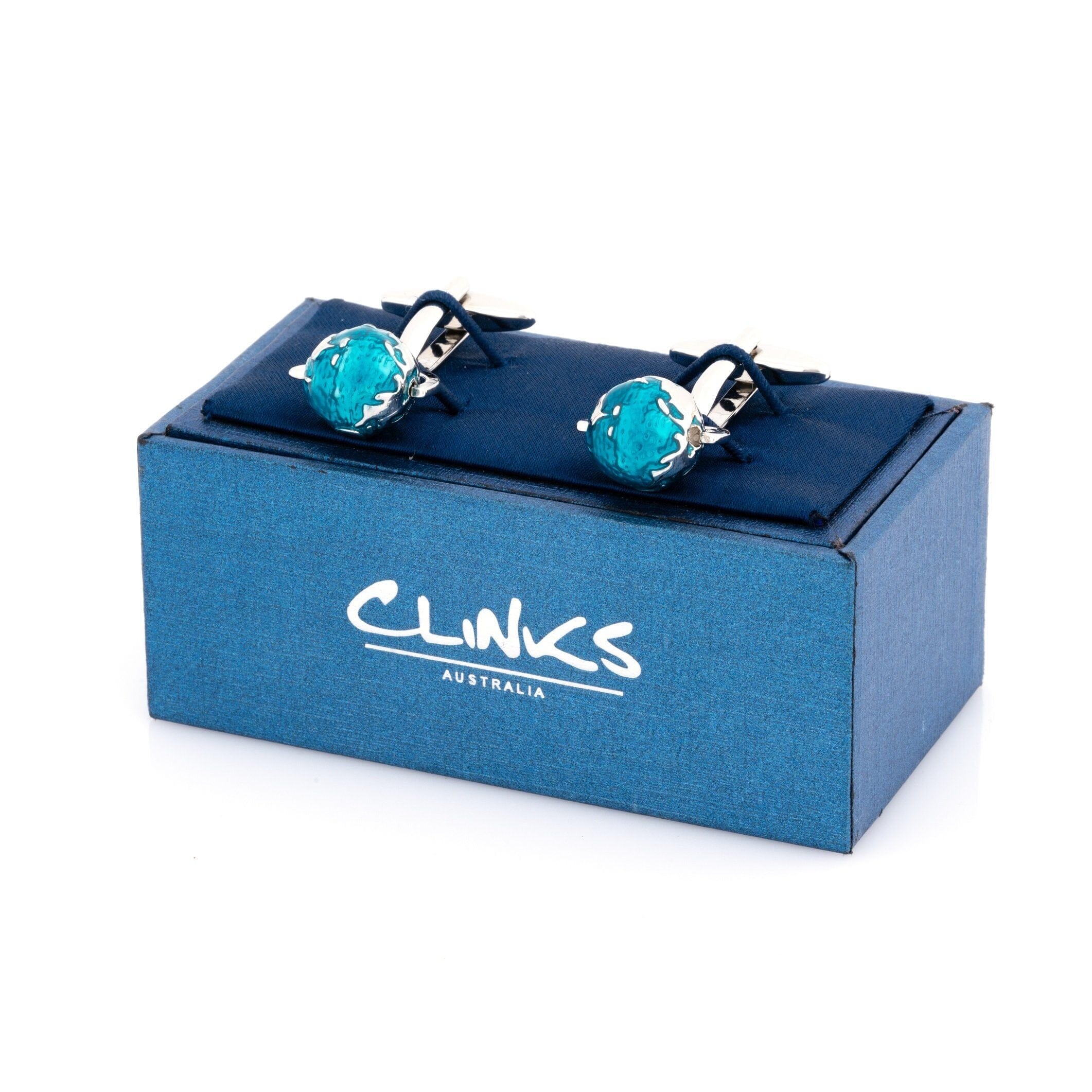 Blue Abstract Spinning Globe Cufflinks Novelty Cufflinks Clinks Australia