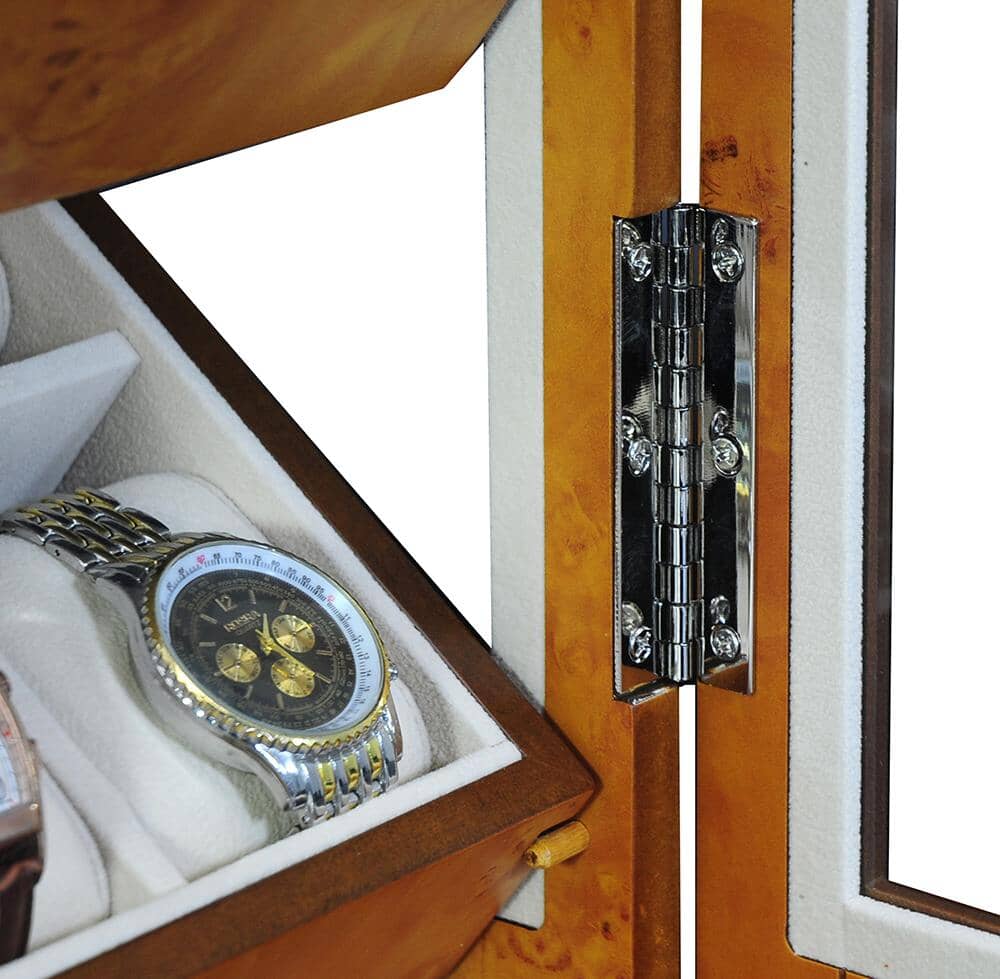 Burl Wooden Watch Cabinet for 18 watches Watch Boxes Clinks