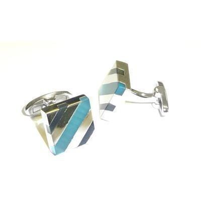 Blue & Teal Lines Cufflinks Classic & Modern Cufflinks Clinks Australia Blue & Teal Lines Cufflinks