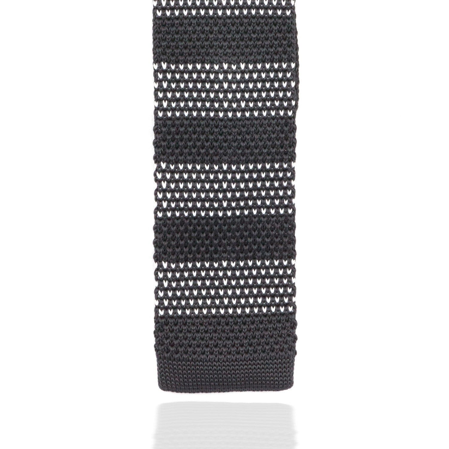 Black and White Stripe Knitted Tie Ties Cuffed.com.au