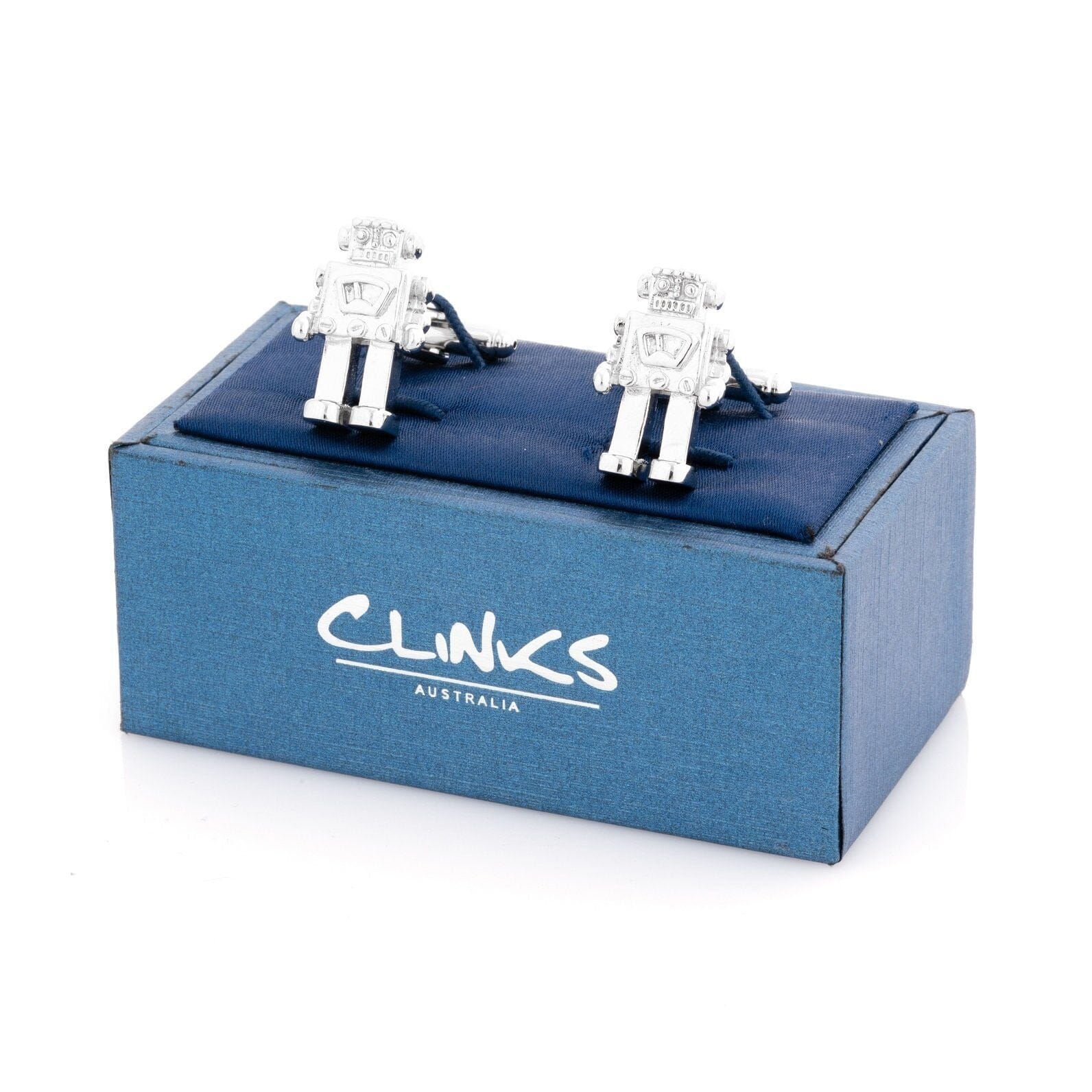 Robot Cufflinks in Shiny Silver Novelty Cufflinks Clinks Australia