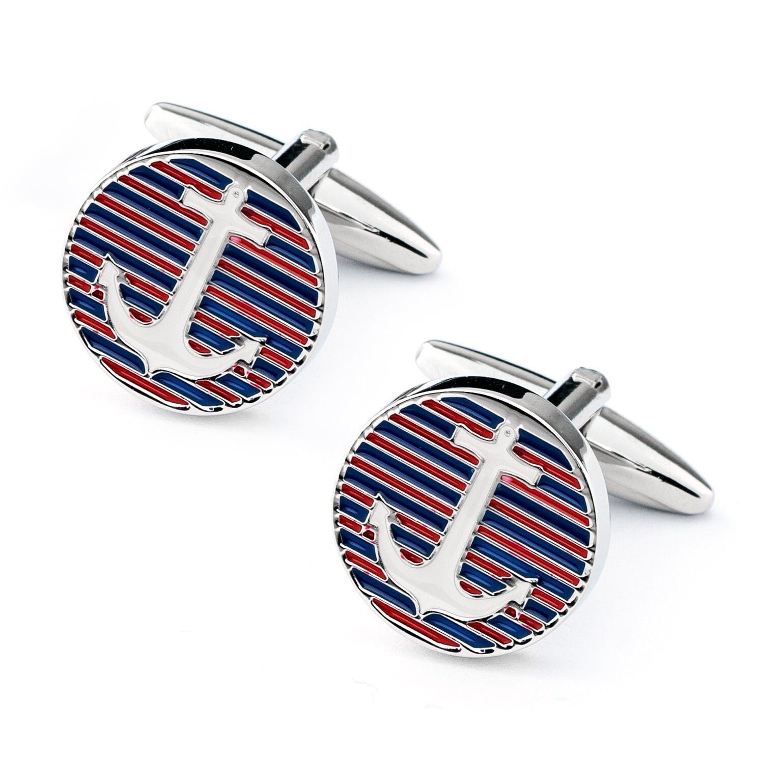 Red and Blue Stripes Anchor Cufflinks Novelty Cufflinks Clinks Australia Default