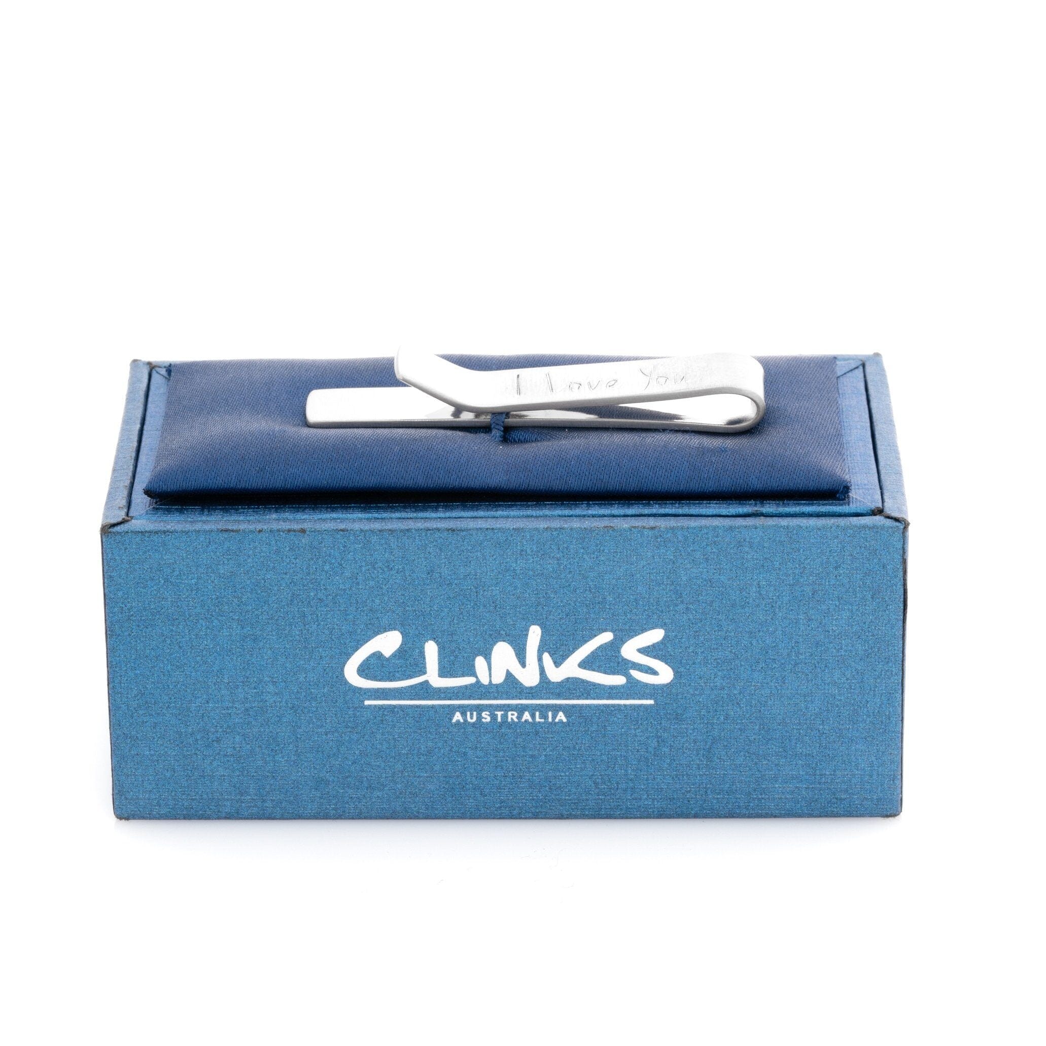 Brushed Silver I Love You Engraved Tie Clip Tie Clips Clinks