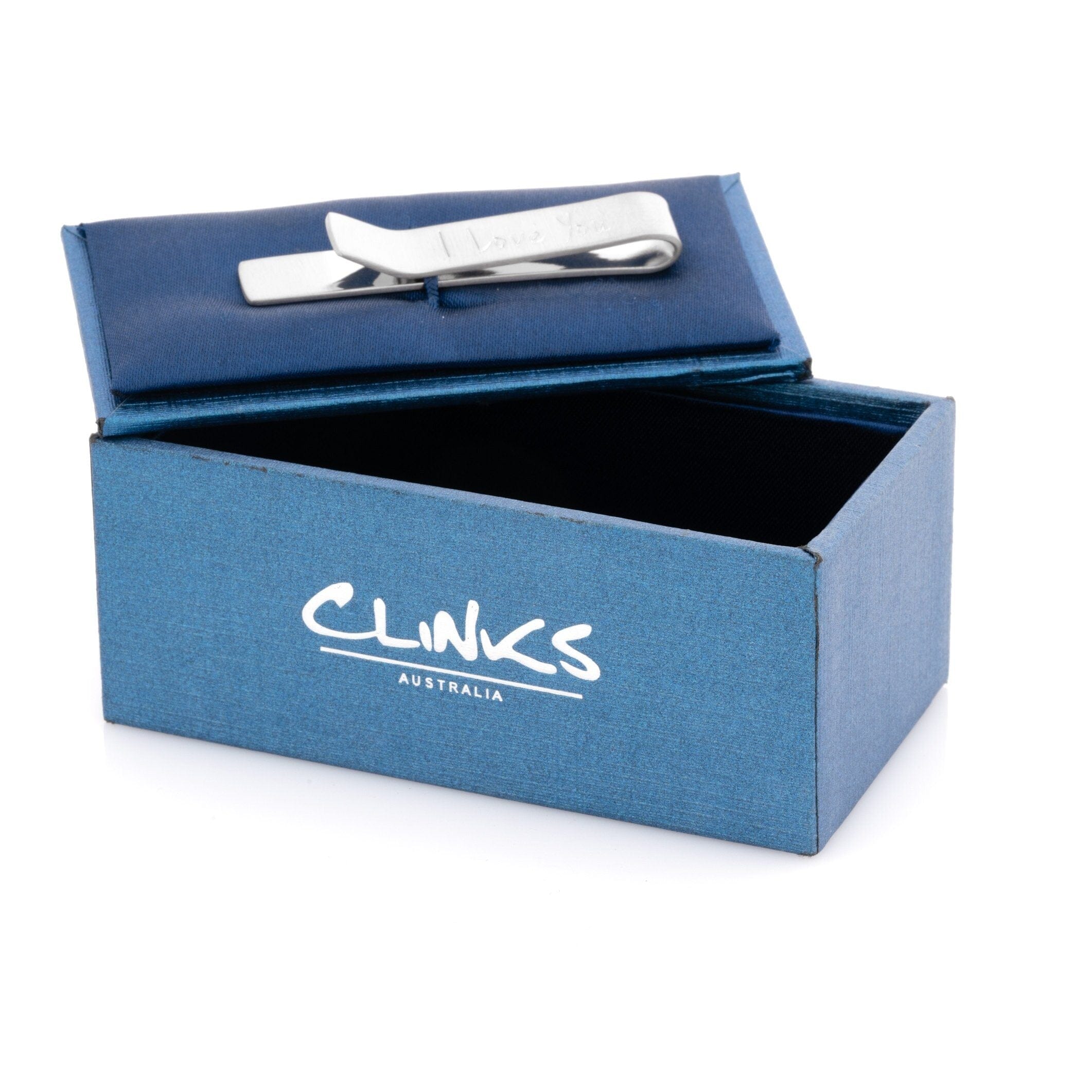 Brushed Silver I Love You Engraved Tie Clip Tie Clips Clinks