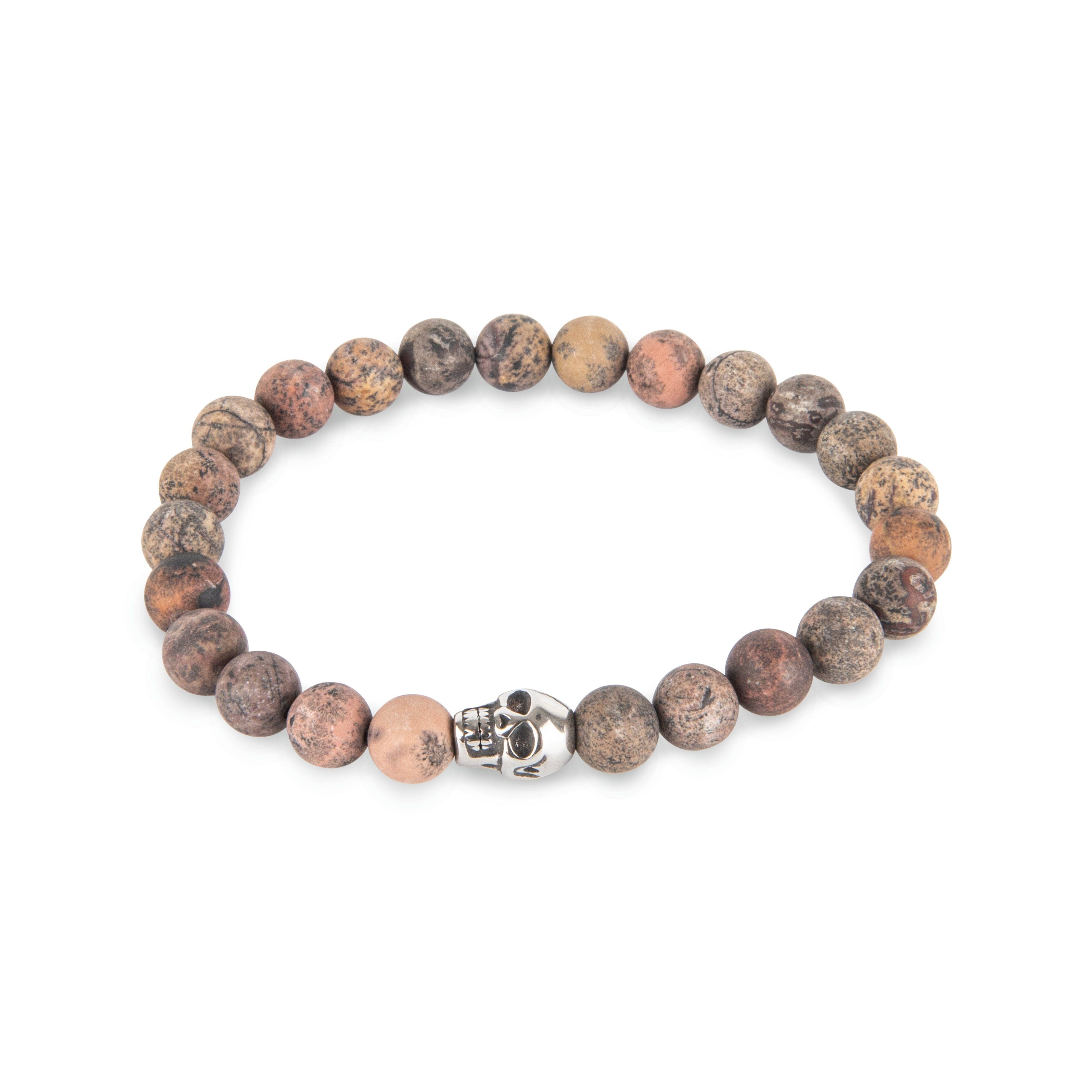 Beaded Jasper & Silver Skull Bracelet Bracelet Clinks Australia Default