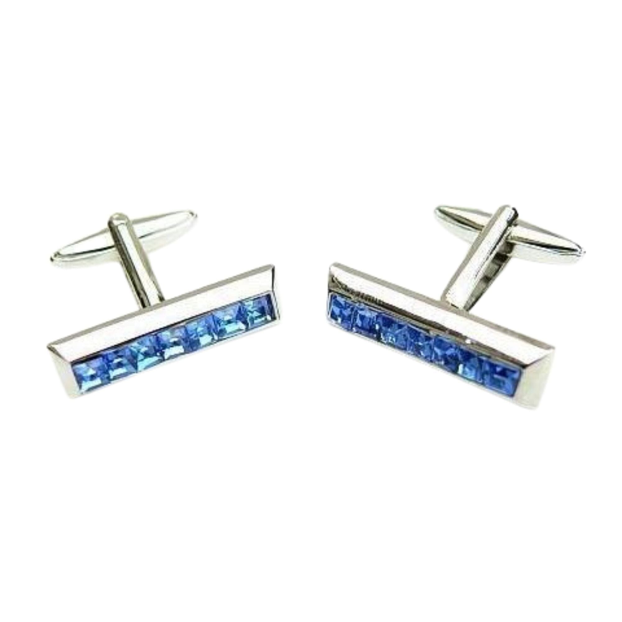 Blue Crystal Bar Cufflinks Classic & Modern Cufflinks Clinks Australia