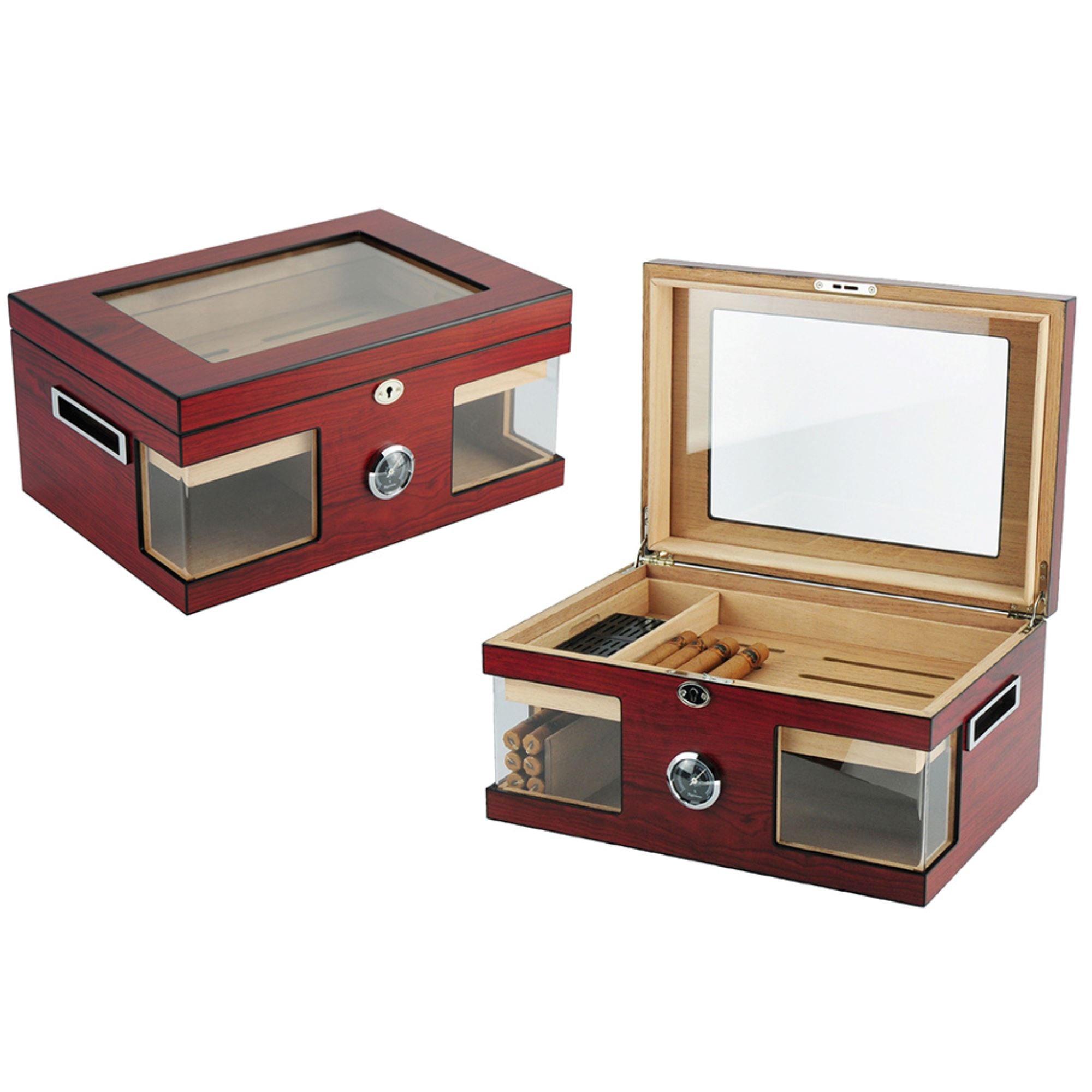 120 CT Brown Cigar Humidor Spanish Cedar Box for Cigars Cigar Boxes Clinks