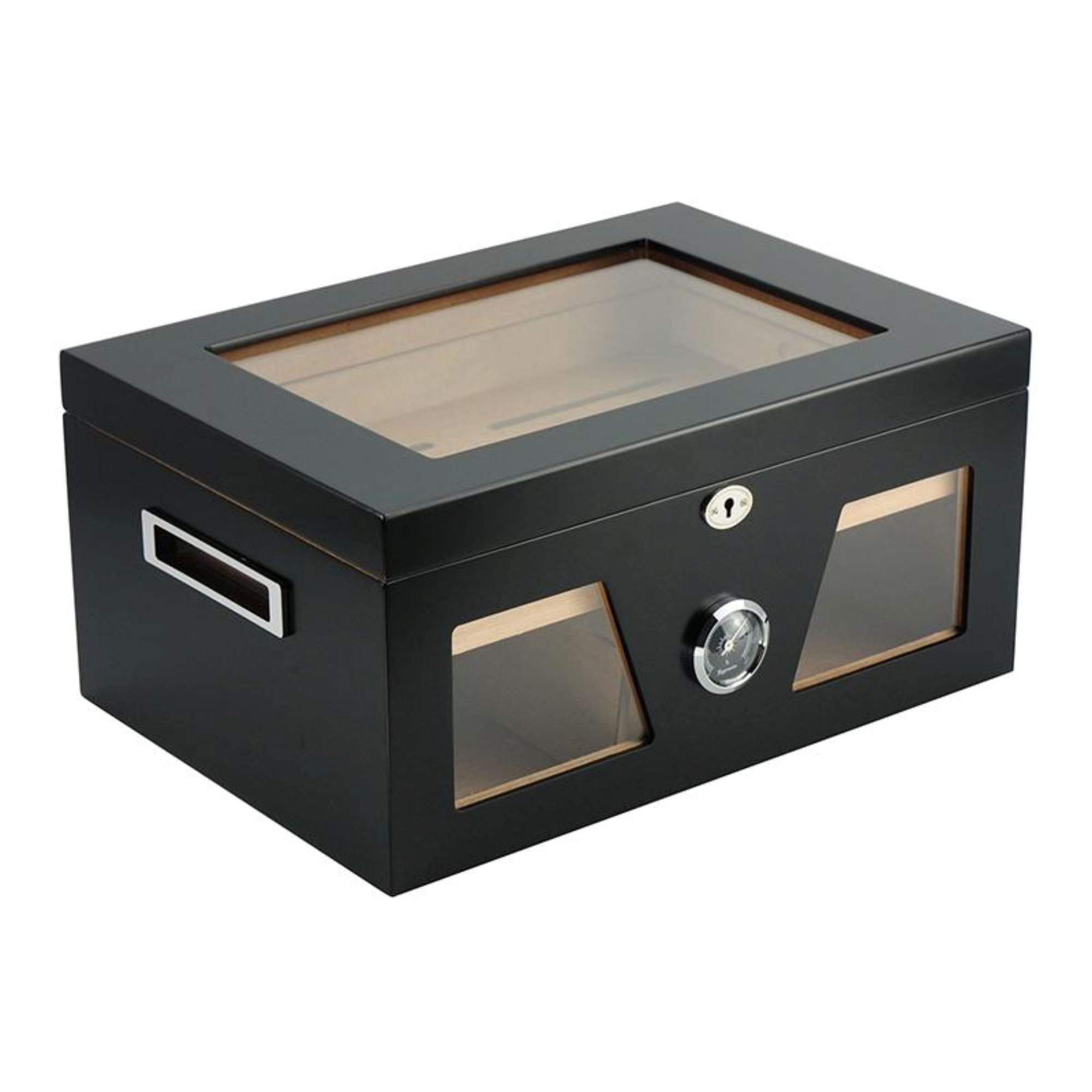 100 CT Black Cigar Humidor Spanish Cedar Box for Cigars Cigar Boxes Clinks