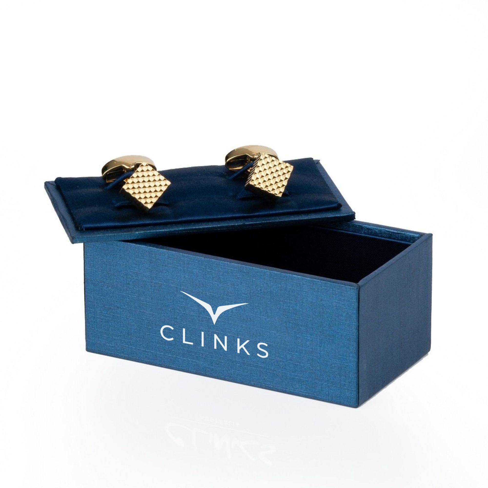 Gold Diamond Textured Cube Cufflinks Classic & Modern Cufflinks Clinks Australia