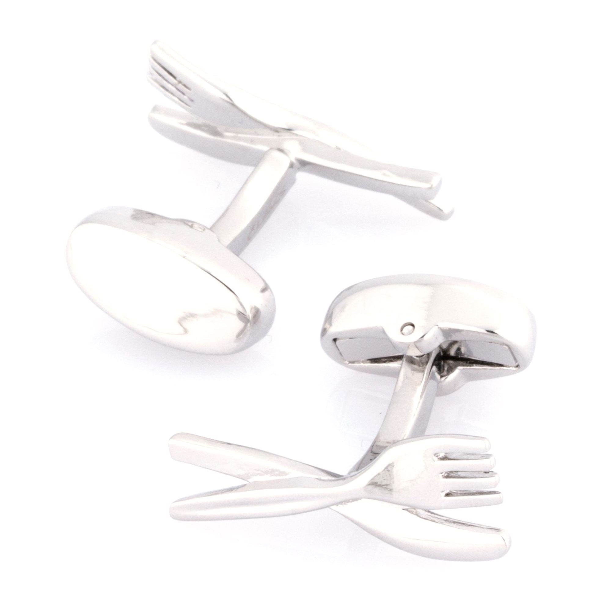 Knife and Fork Cufflinks Silver Novelty Cufflinks Clinks Australia Knife and Fork Cufflinks Silver