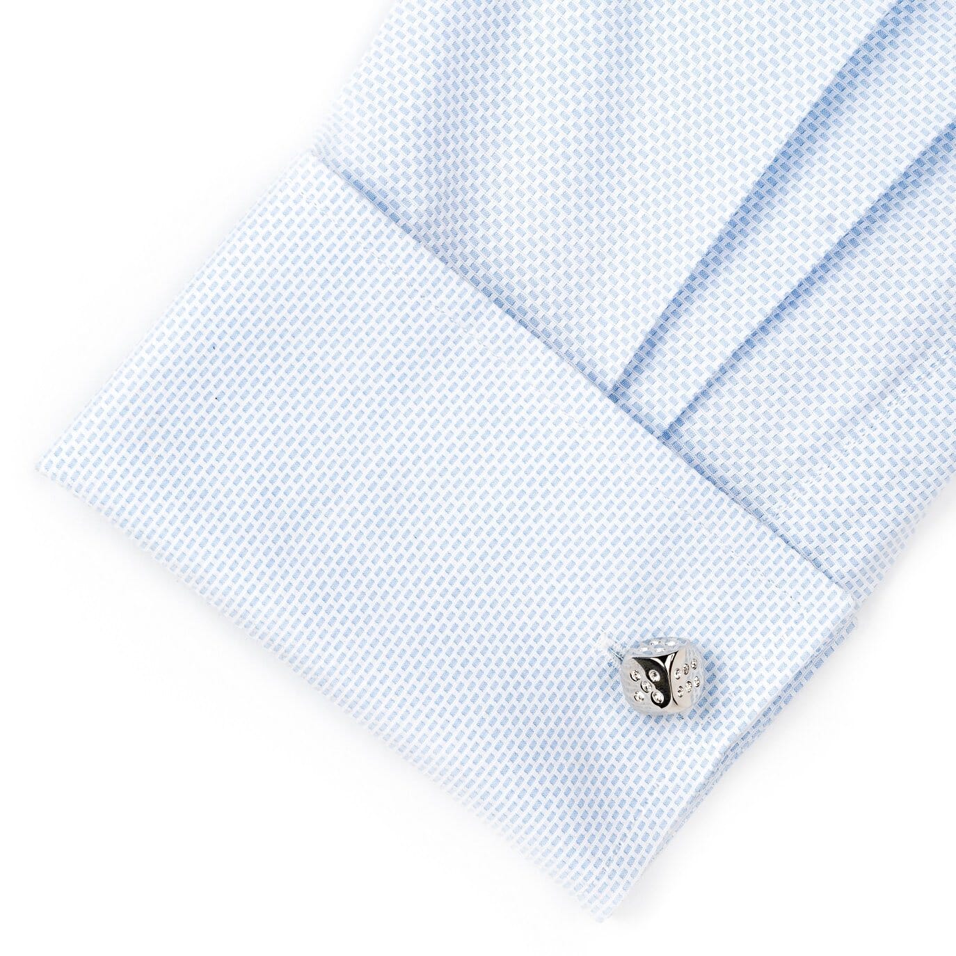 Silver "Diamond" Dice Cufflinks Novelty Cufflinks Clinks Australia