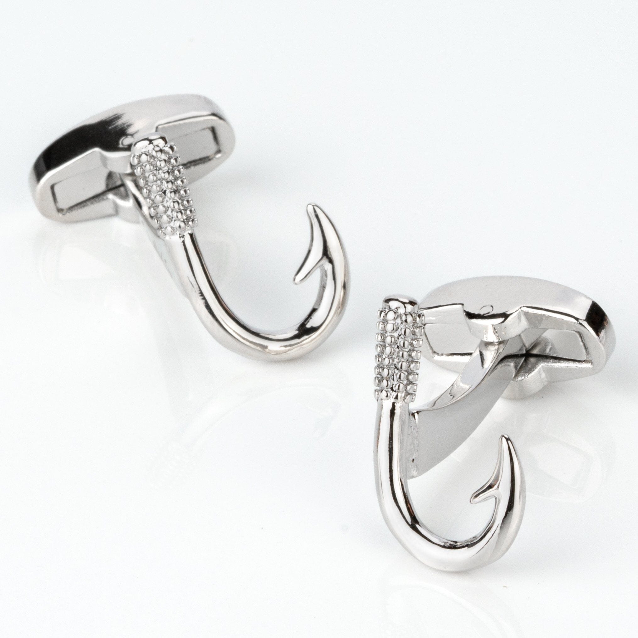 Silver Fishing Hook Cufflinks Novelty Cufflinks Clinks Australia Silver Fishing Hook Cufflinks