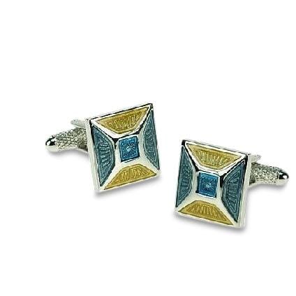 BlueYellow Apex Cufflinks Classic & Modern Cufflinks Clinks Australia Blue Yellow Apex Cufflinks