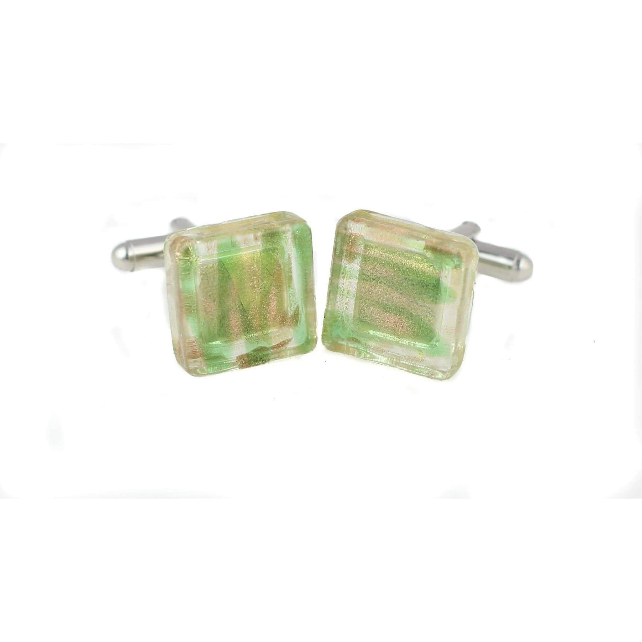 Yellow and Green Patterned Glass Cufflinks Classic & Modern Cufflinks Clinks Australia Yellow and Green Patterned Glass Cufflinks