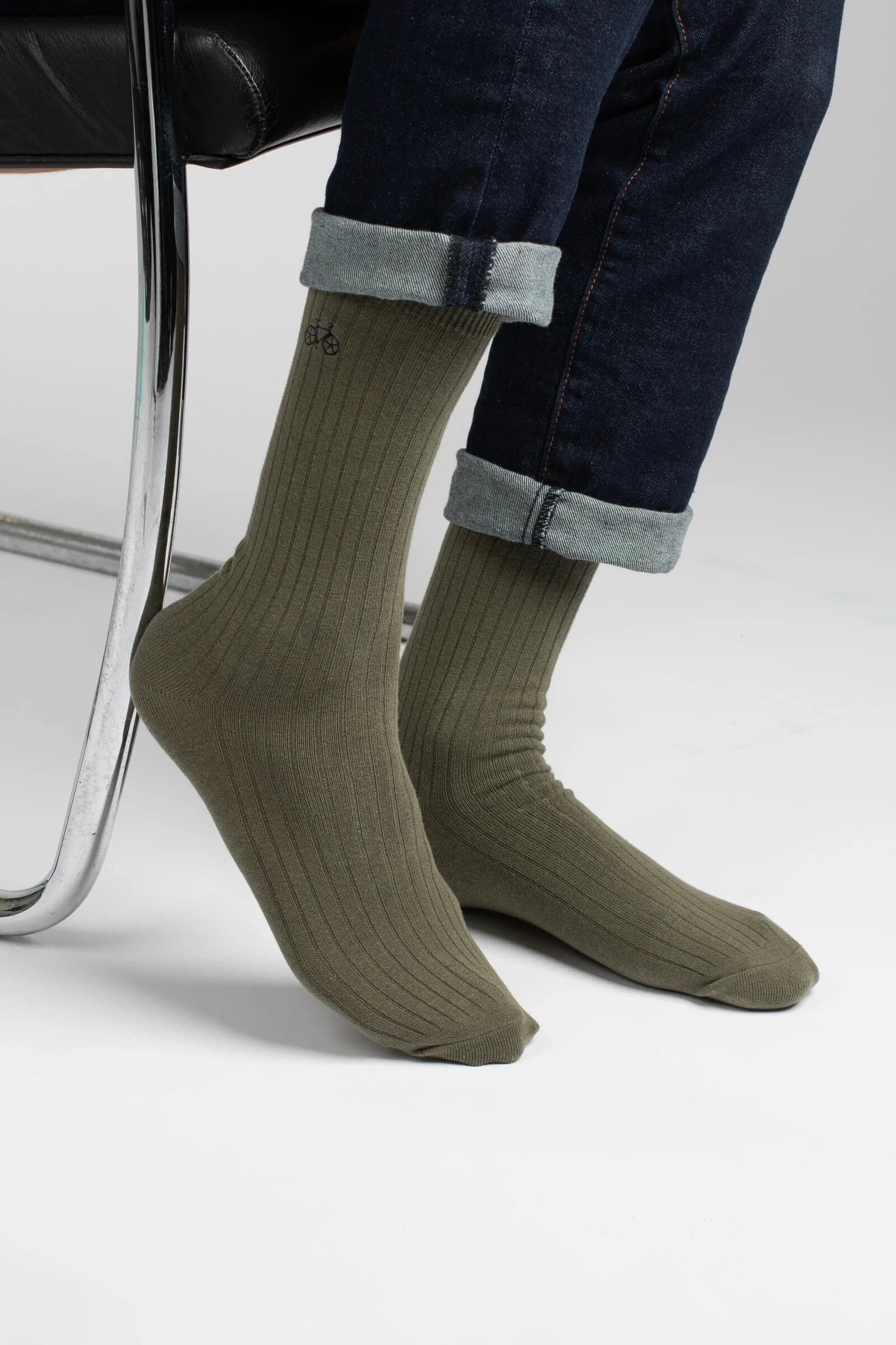 Olive Ribbed Socks Socks Clinks