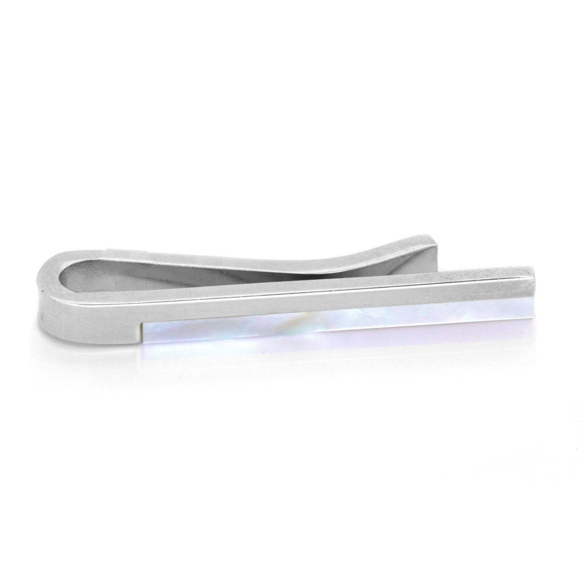 Mother of Pearl and Silver Tie Bar Tie Bars Clinks