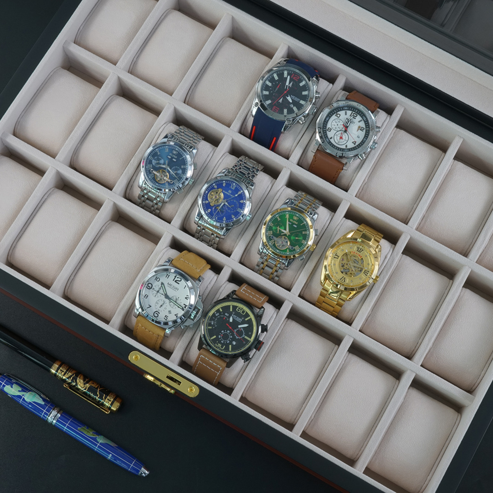 24 Slots Wooden Watch Box
