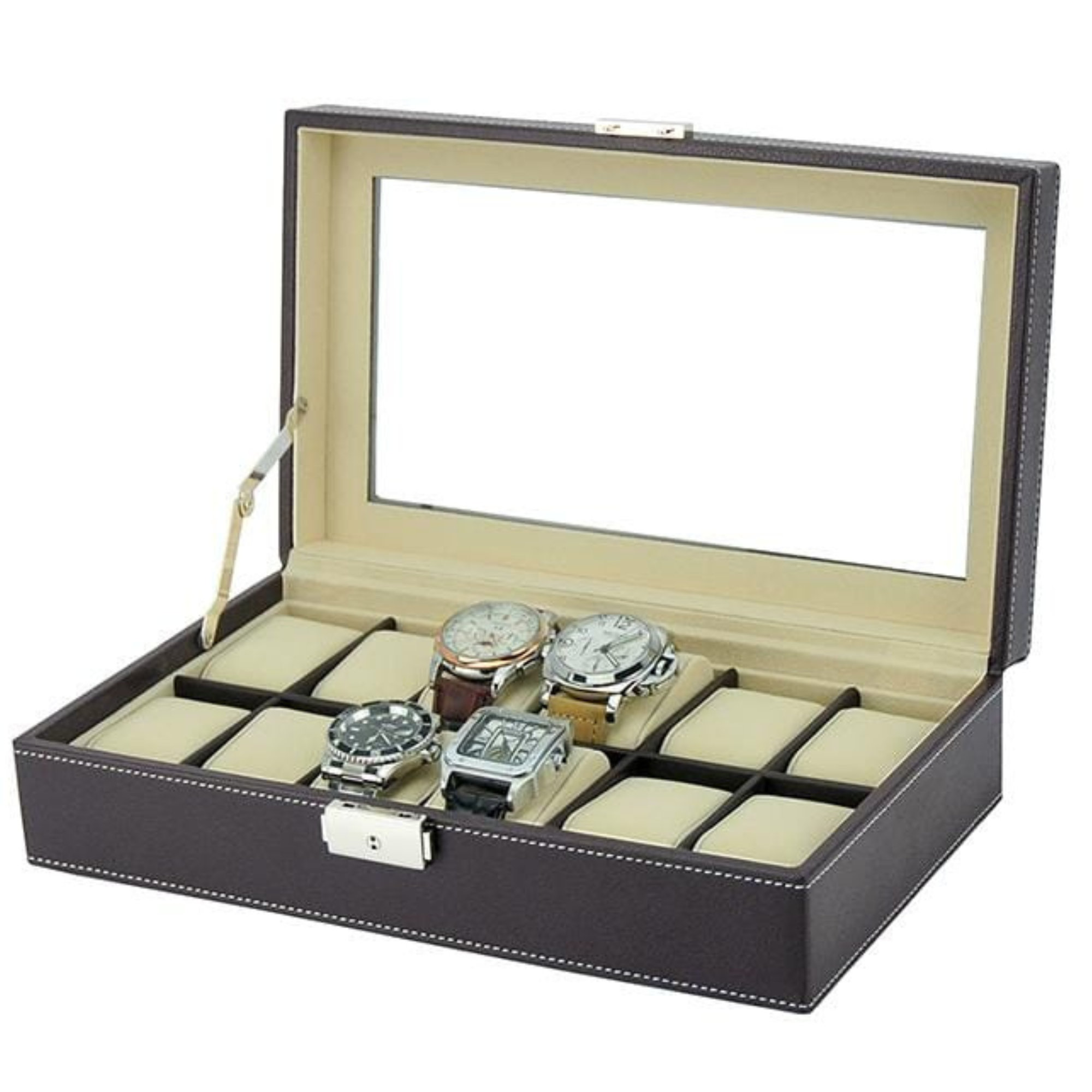 Seconds - Dark Brown Leather Watch Box for 12 Watches