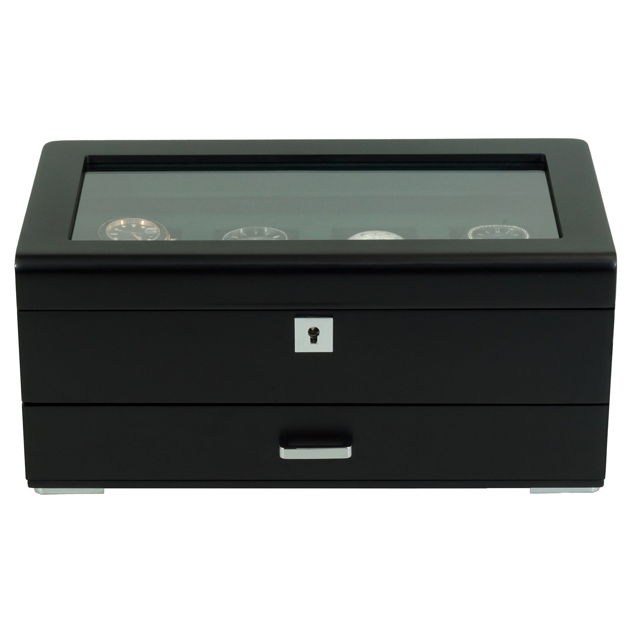 Seconds - 4 Slots Wooden Watch Box with Green Interior and Drawer (A)