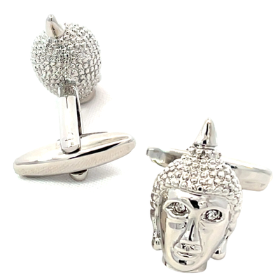 Buddha's Head Rhodium Cufflinks