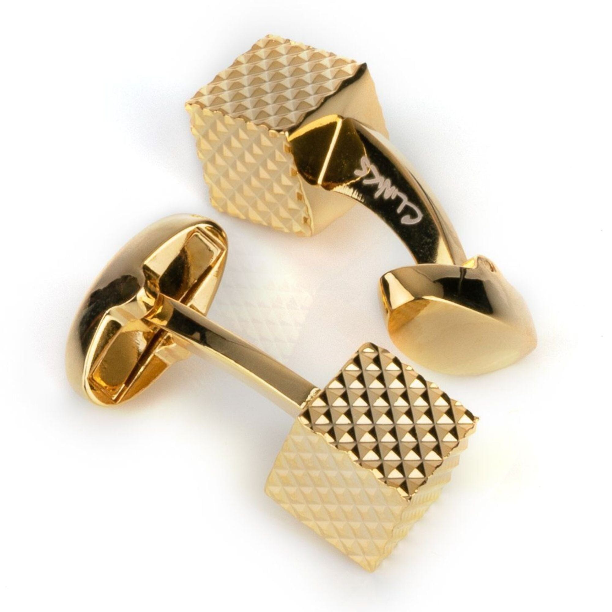 Gold Diamond Textured Cube Cufflinks Classic & Modern Cufflinks Clinks Australia Gold Diamond Textured Cube Cufflinks 