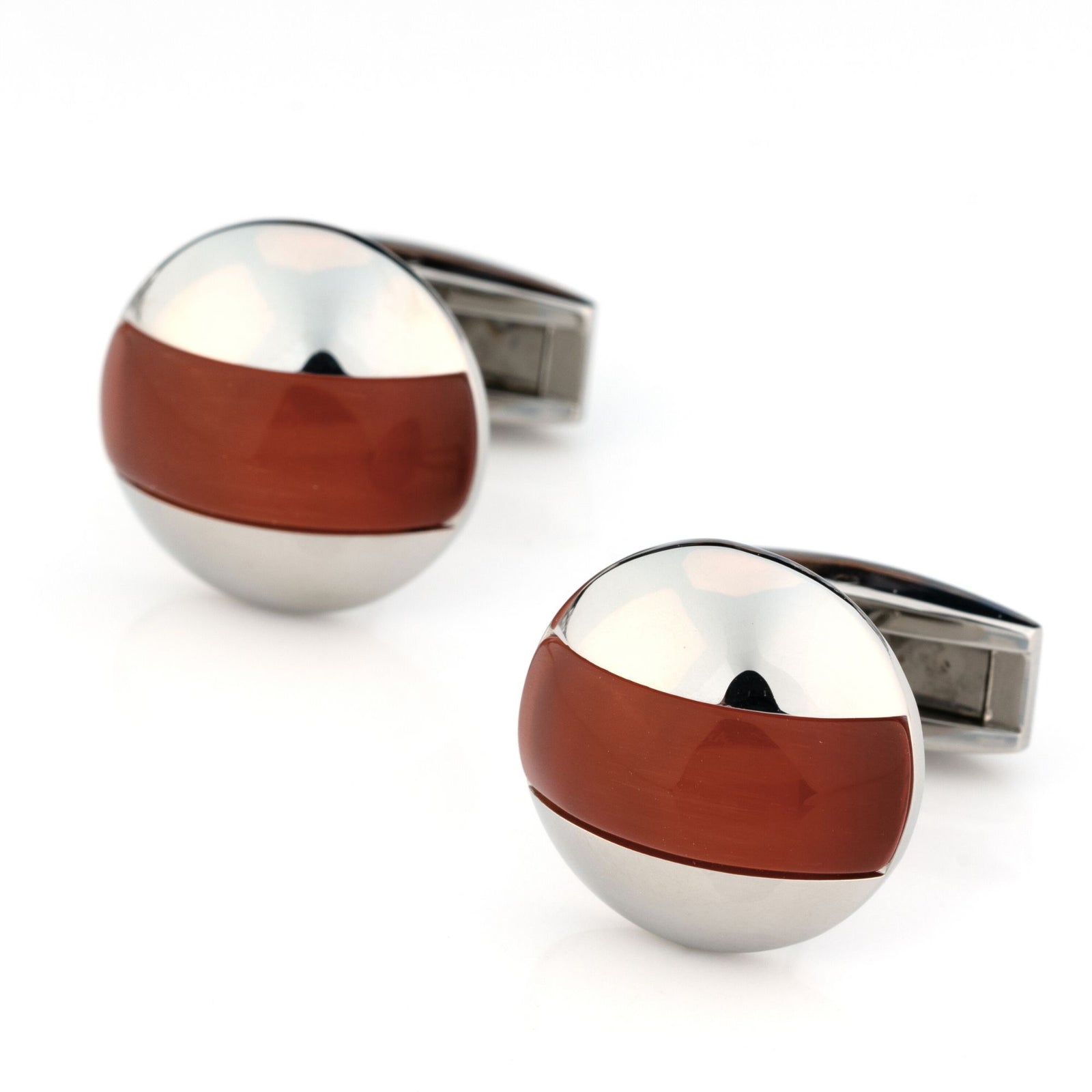 Elliptical Burnt Orange Cat Eye Cufflinks