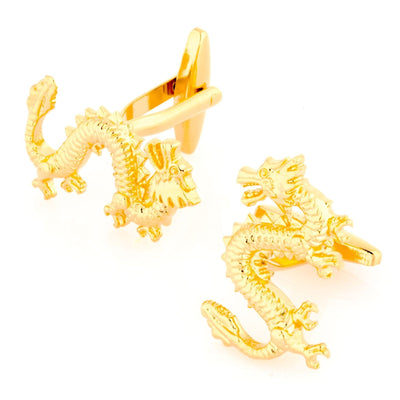 Golden Lucky Chinese Dragon Cufflinks