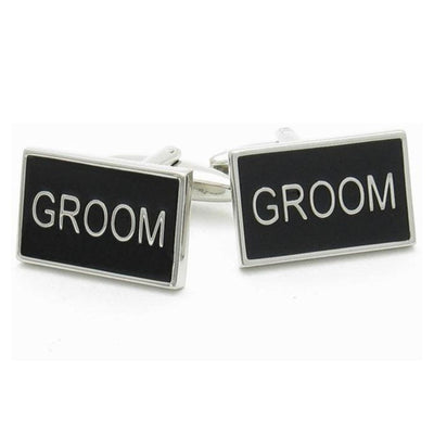 Groom Black and Silver Wedding Cufflinks
