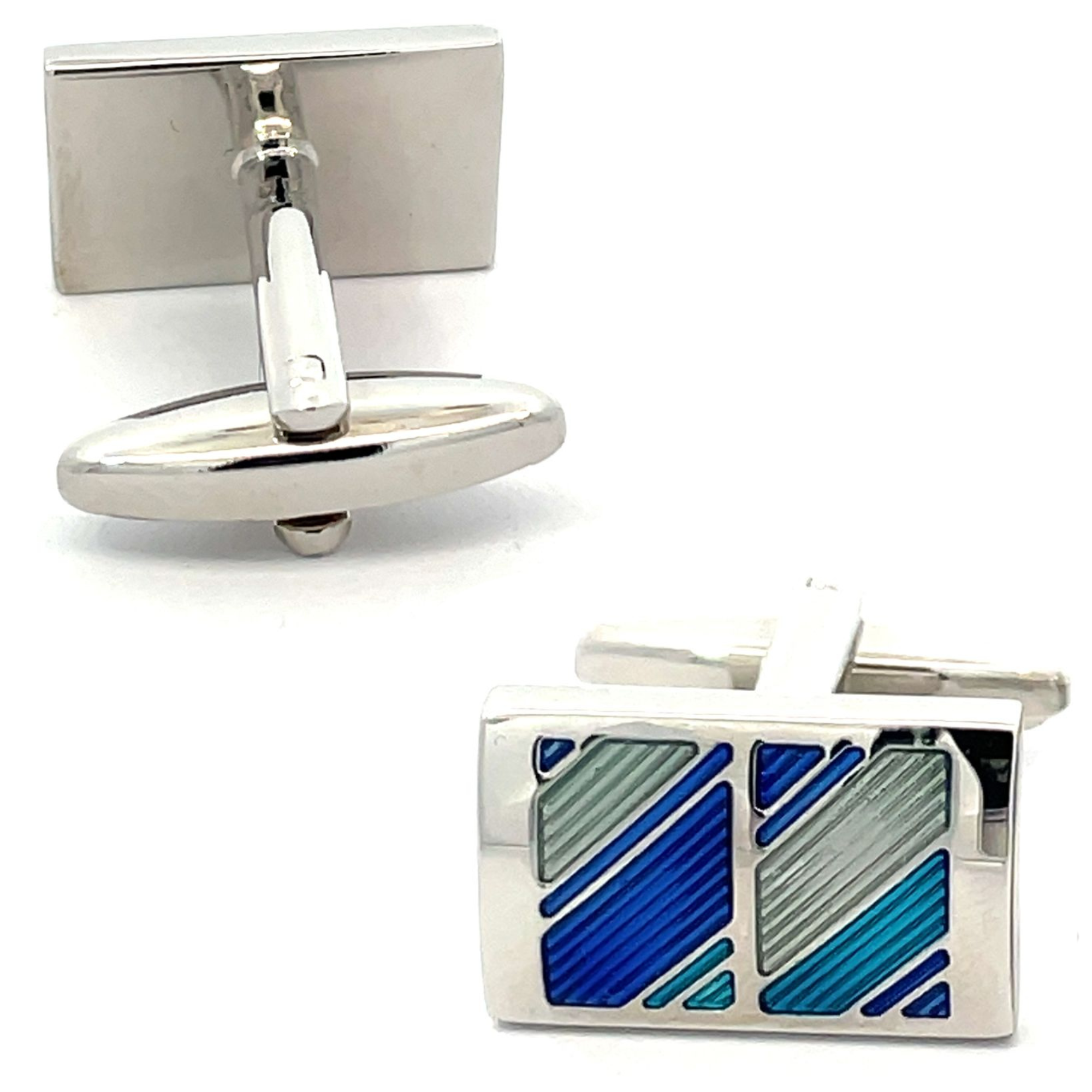 Striped Windows Blue and Green Cufflinks