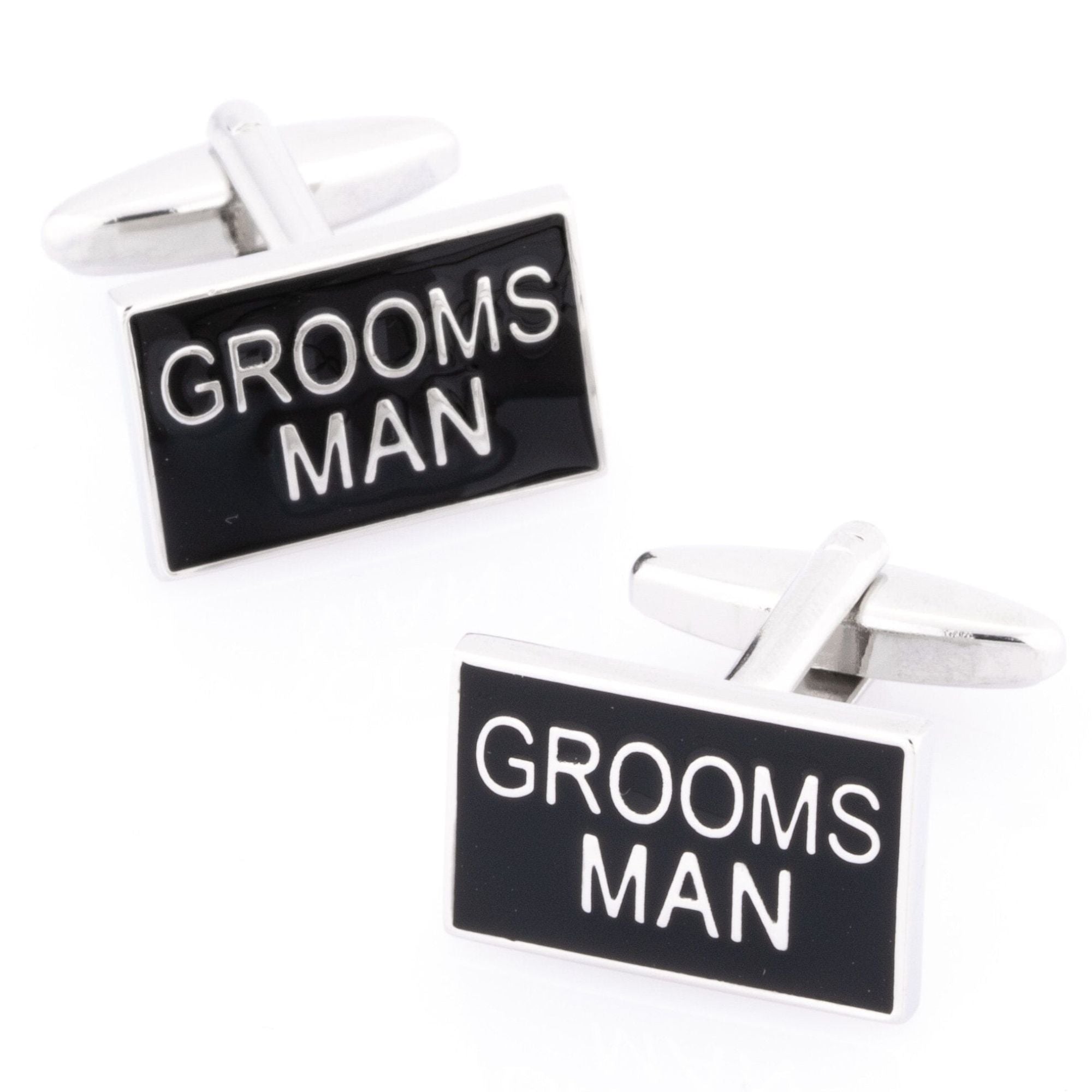 Grooms Man Black and Silver Wedding Cufflinks