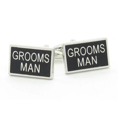 Grooms Man Black and Silver Wedding Cufflinks