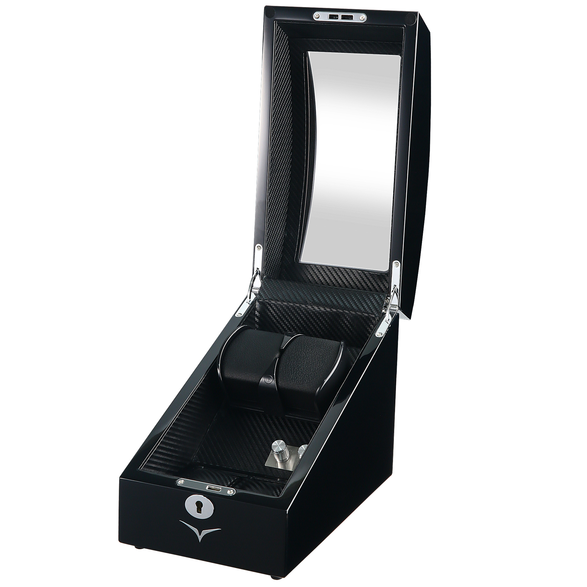 Seconds - Avoca Watch Winder Box for 2 + 2 Watches in Black (B)
