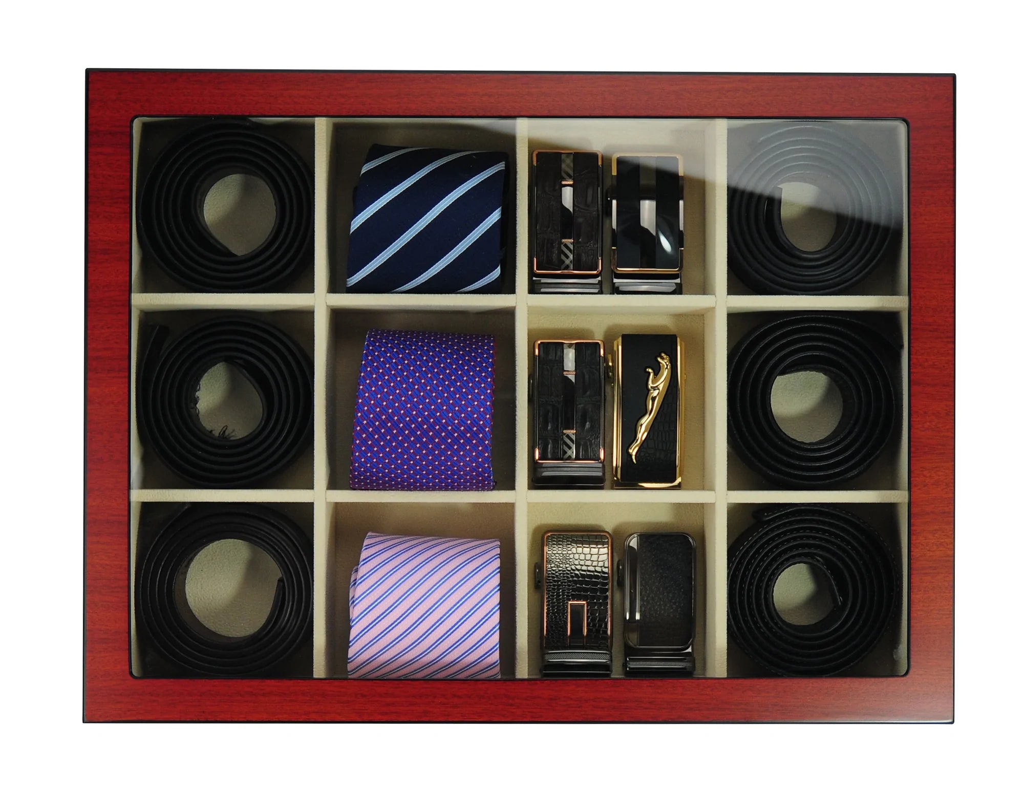 Cherry Wooden Tie Box for 12