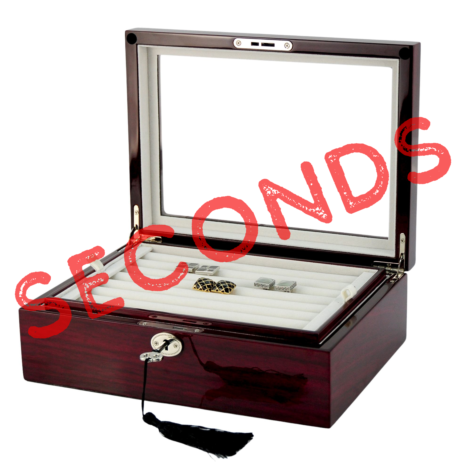Seconds - 72 Pairs Cherry Wooden Cufflink Box