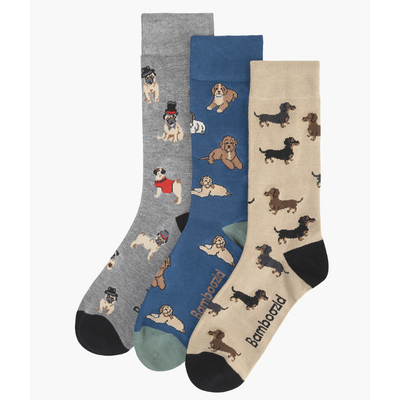Mens Mans Best Friend 3pk Gift Set Bamboo Socks