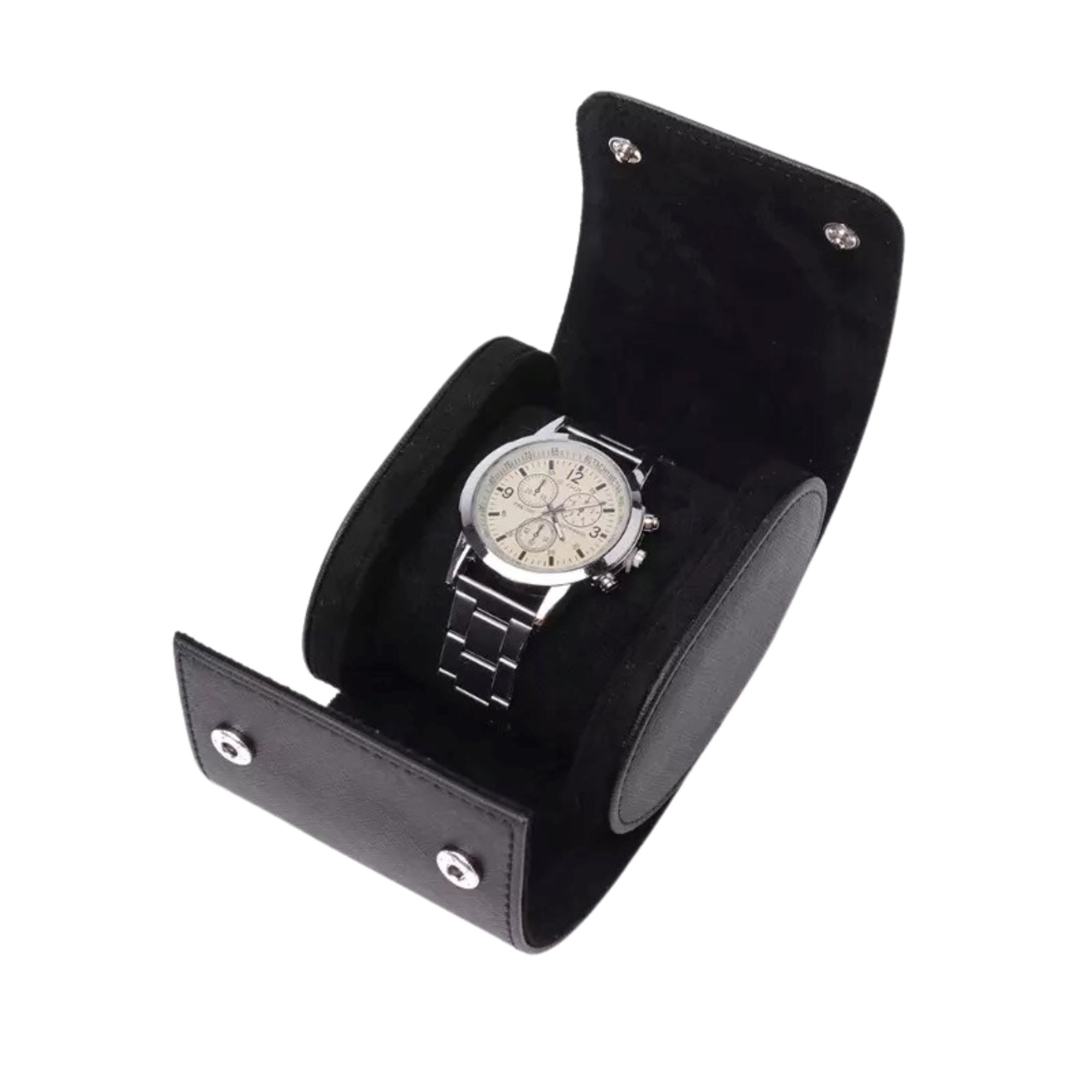 Seconds - Watch Roll Case for 1 in Black Vegan Leather
