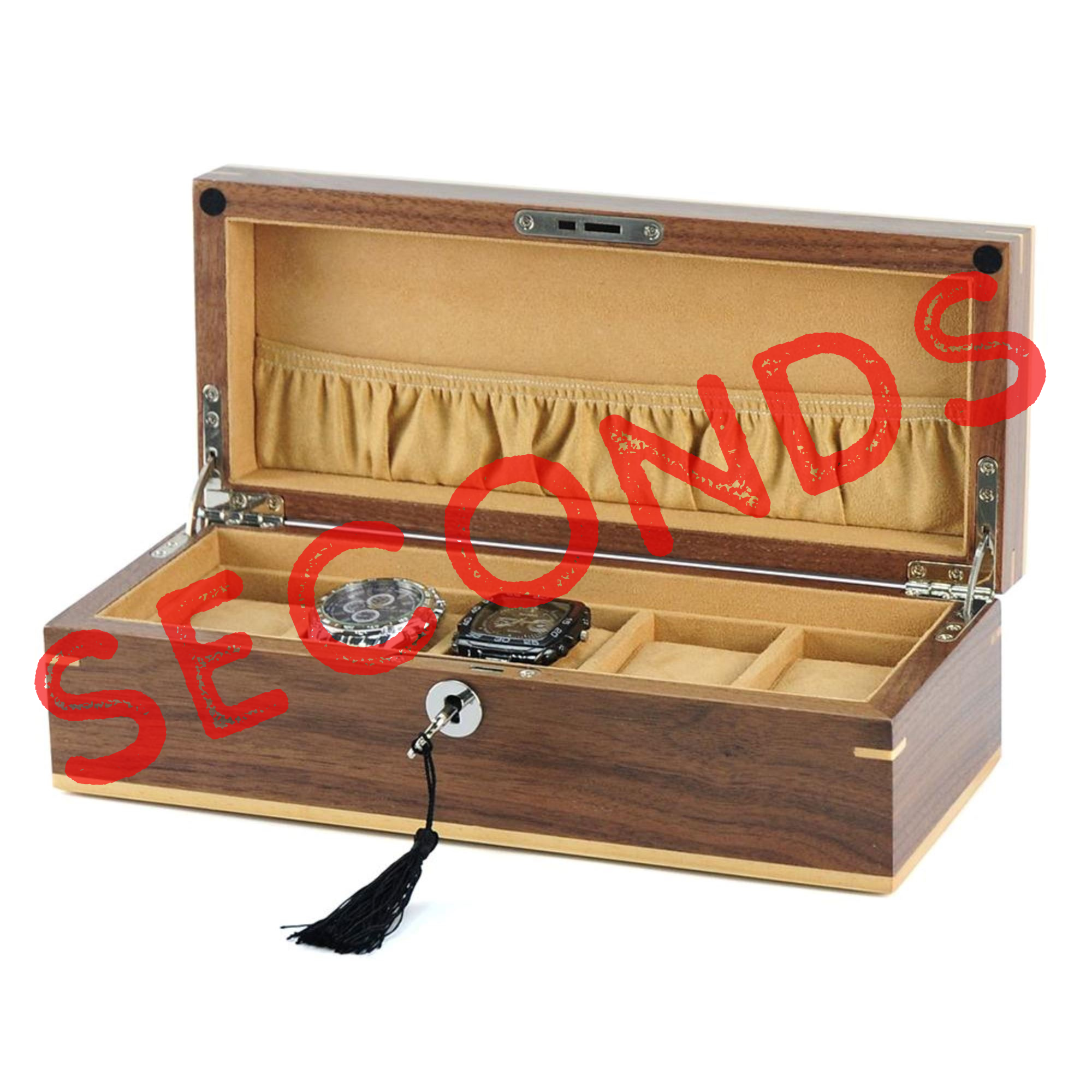 Seconds - Walnut Wooden Watch Box for 5 Watches (A)