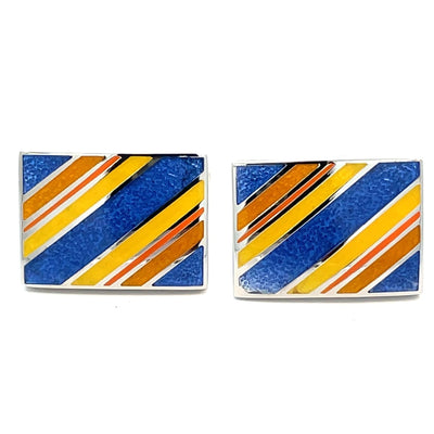 Multicolour Striped Rectangle Cufflinks