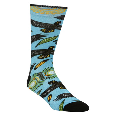 Mens Native Australian Black Cockatoo Bamboo Socks