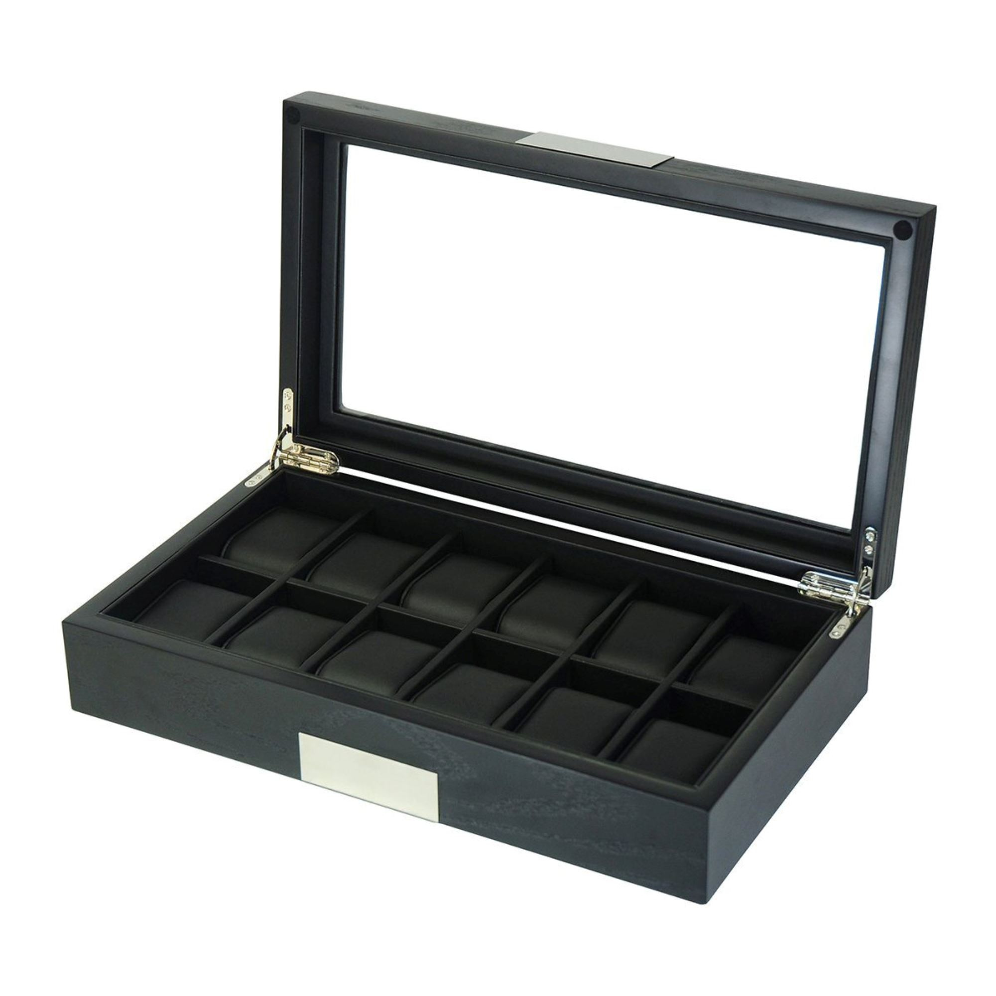 Seconds - 12 Slots Black Wooden Watch Box (B)