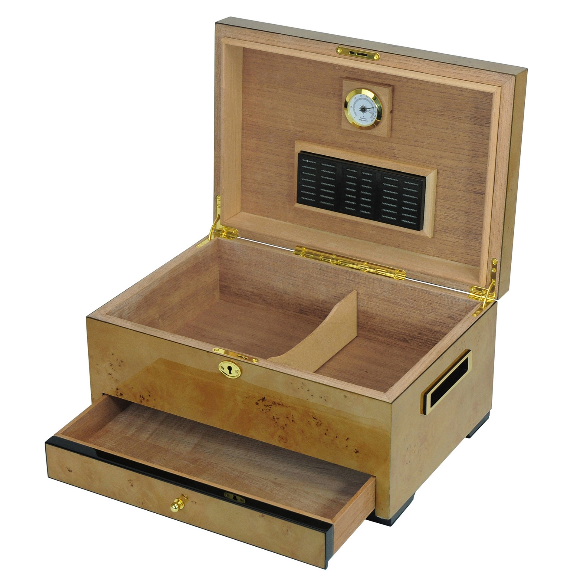 Seconds - 100 CT World Map Burl Cigar Humidor Spanish Cedar Box for Cigars (A)