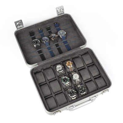 18 Slot Aluminium Watch Travel Case with Lock