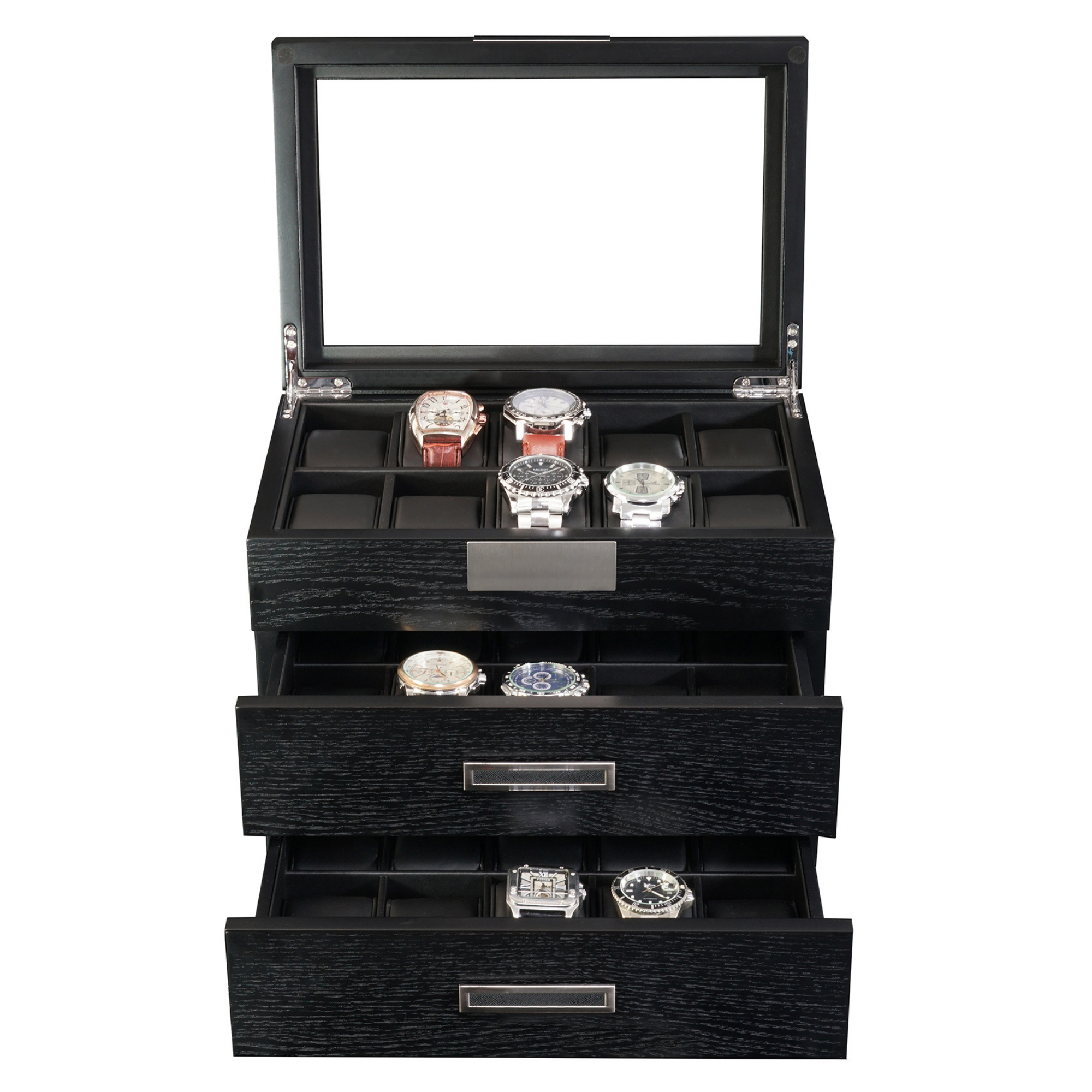 Black Wooden Watch Box for 30 watches