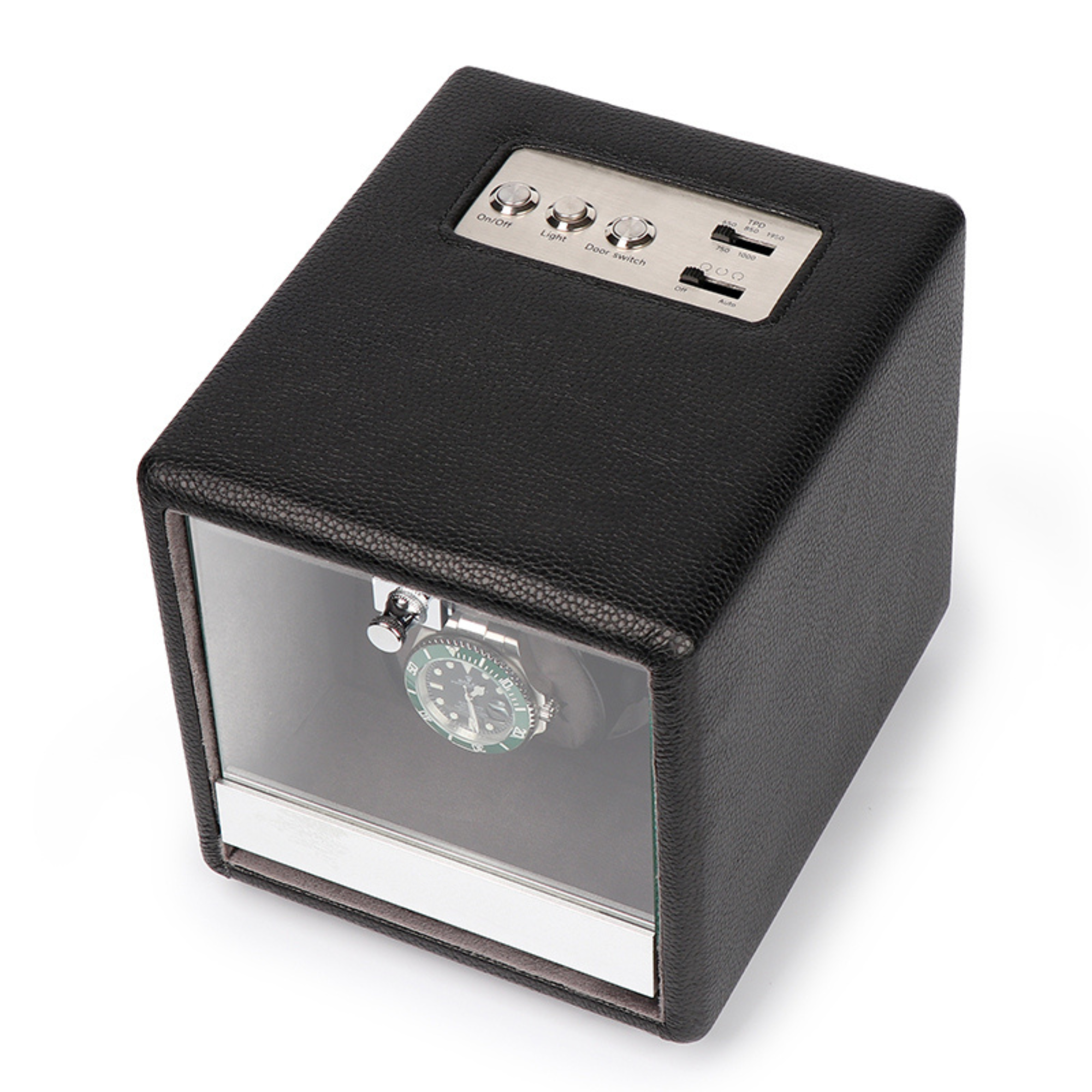 Evandale Watch Winder for 1 Watch in Black Leather