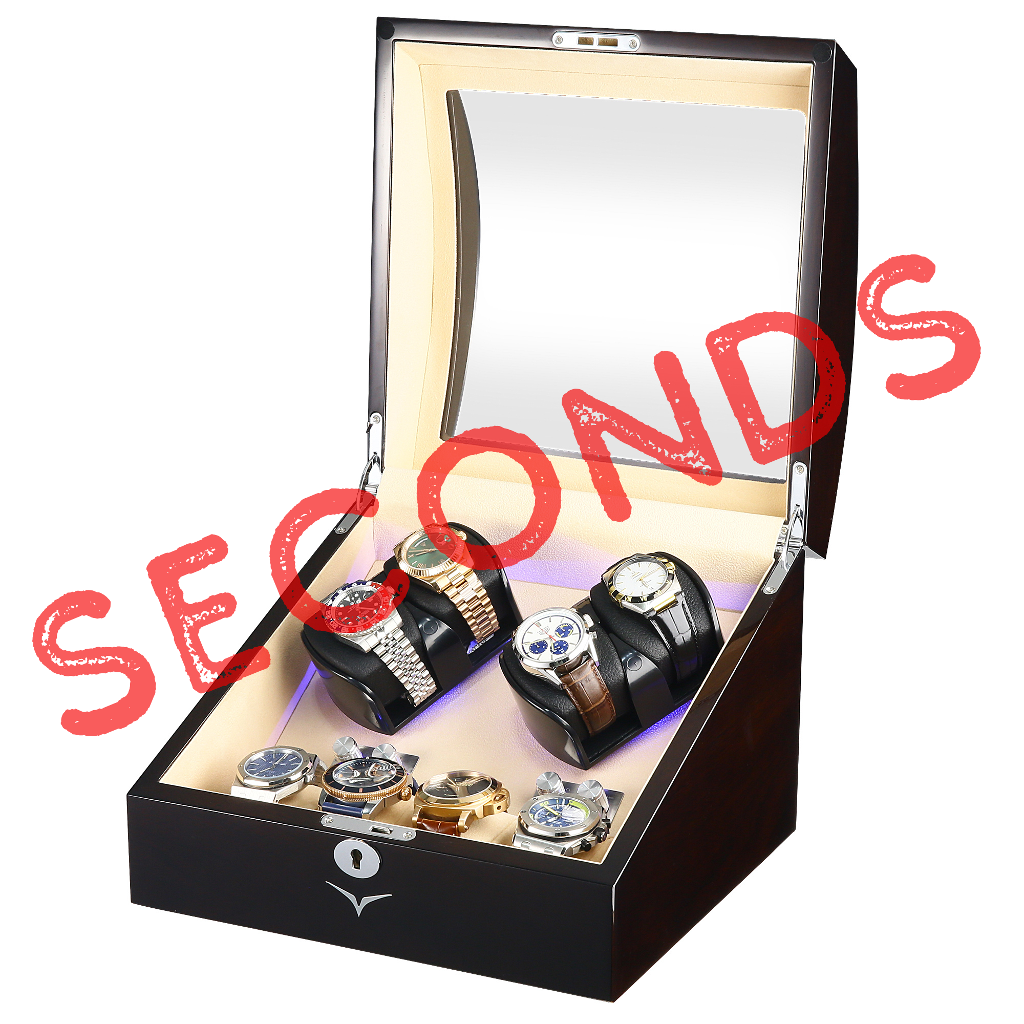 Avoca Watch Winder Box 4 + 4 Watches in Mahogany (G)