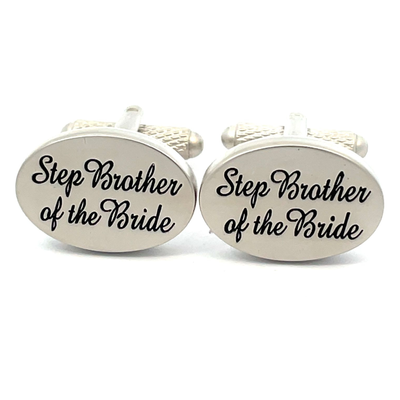 Step Brother of the Bride Script Wedding Cufflinks