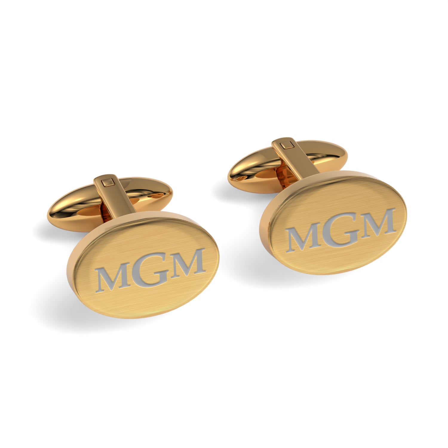 Engraved Monogram Initials Oval Cufflinks