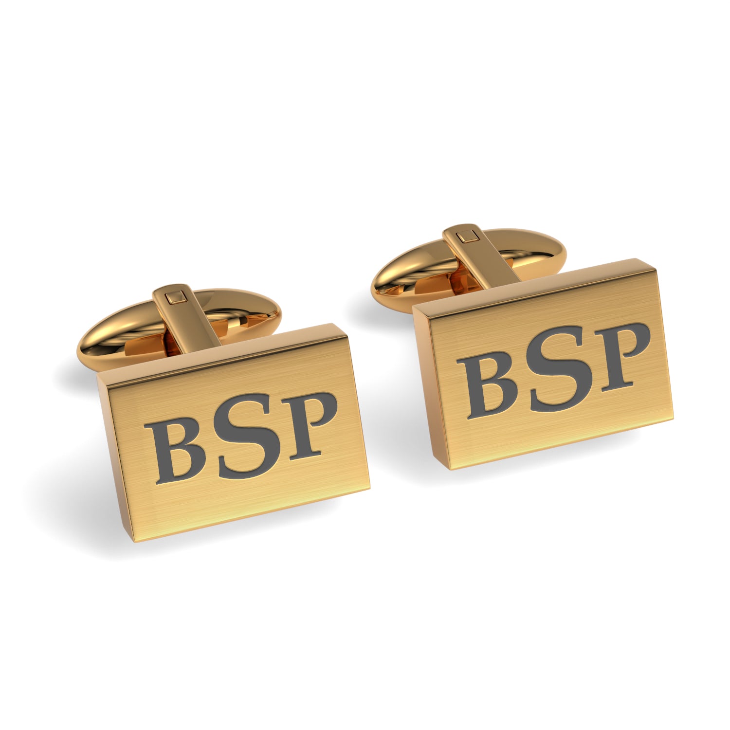 Engraved Monogram Initials Rectangle Cufflinks